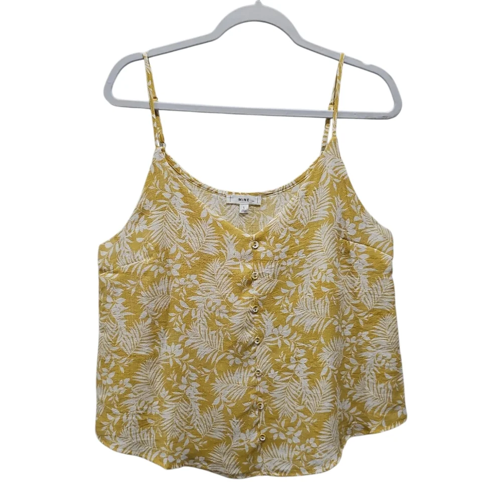 NWT ANTHROPOLOGIE MINE Tropical Yellow and White Floral Tank Top - Picture 3 of 4